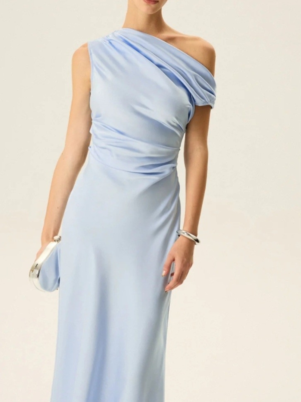 Commense One-Shoulder Pale Blue Evening Gown